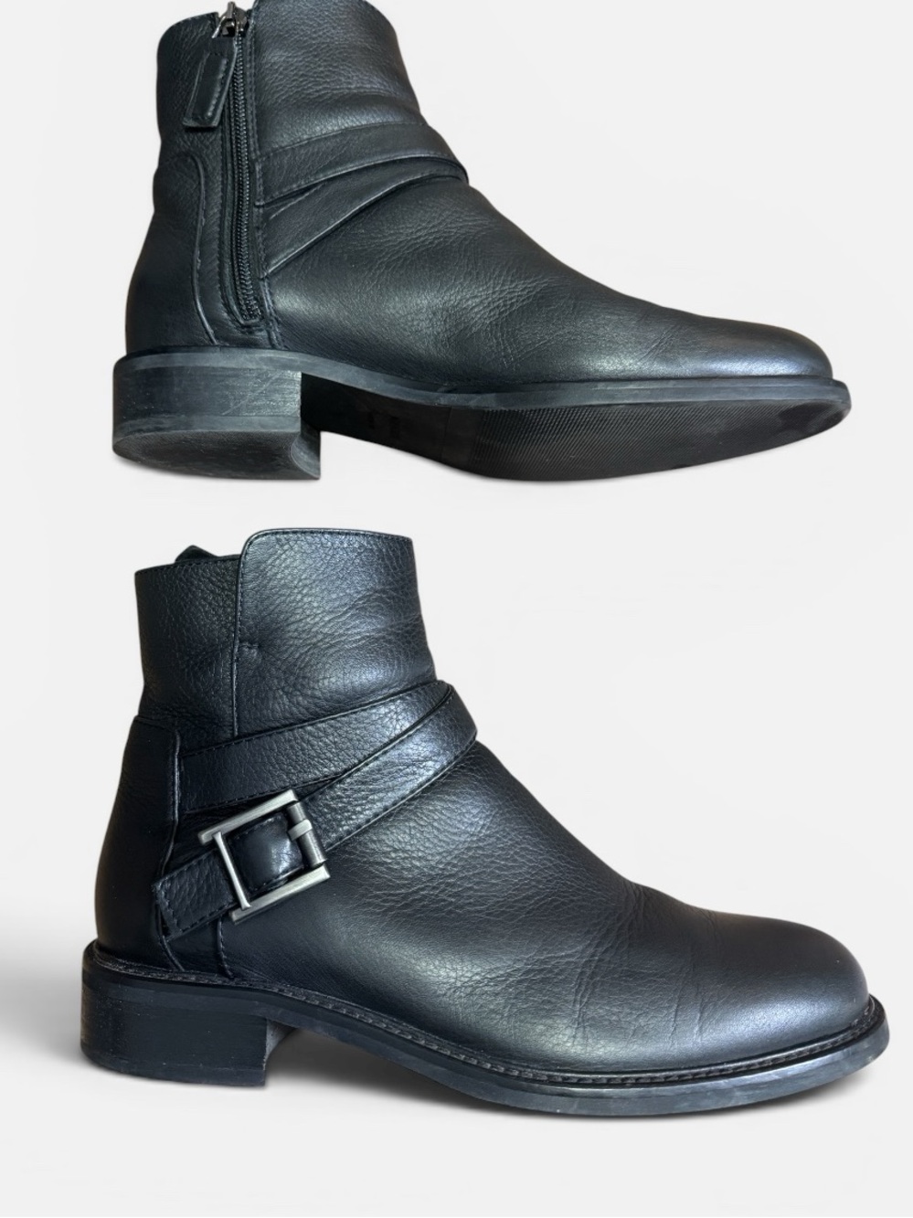 AQUATALIA Bree Black Buckle Waterproof Moto Bootie Sz. 8 - Picture 2 of 10
